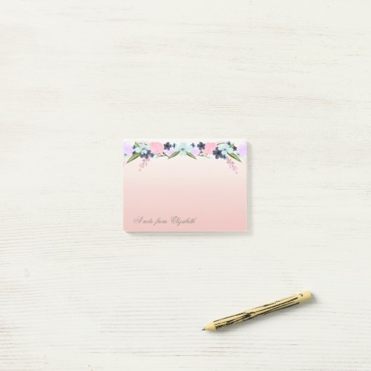 Elegant Stylish Girly, Waterverf Flowers Post-it® Notes (Op bureau)