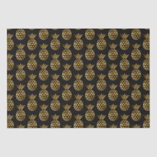 Elegant Stylish Glam Navy Blue Gold Pineapples Tissuepapier (Voorkant)