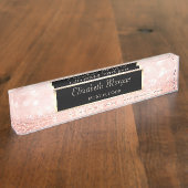 Elegant Stylish Glitter Bokeh, Lijst Naambordje (Zijkant)