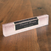 Elegant Stylish Glitter Bokeh Ombre, Lijst Naambordje (Zijkant)