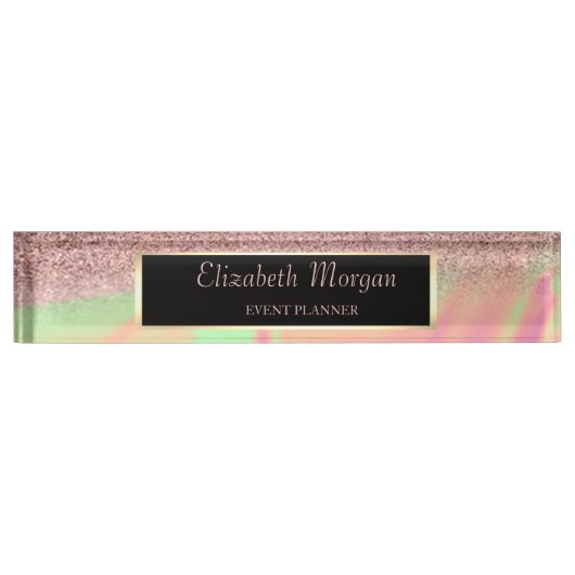 Elegant Stylish Glitter Bokeh Ombre, Lijst Naambordje (Voorkant)