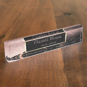 Elegant Stylish Glitter Bokeh Ombre, Marble, Lijst Naambordje (Zijkant)