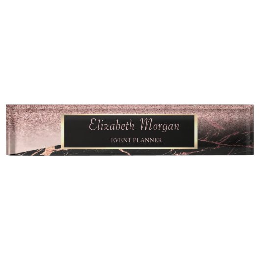 Elegant Stylish Glitter Bokeh Ombre, Marble, Lijst Naambordje (Voorkant)