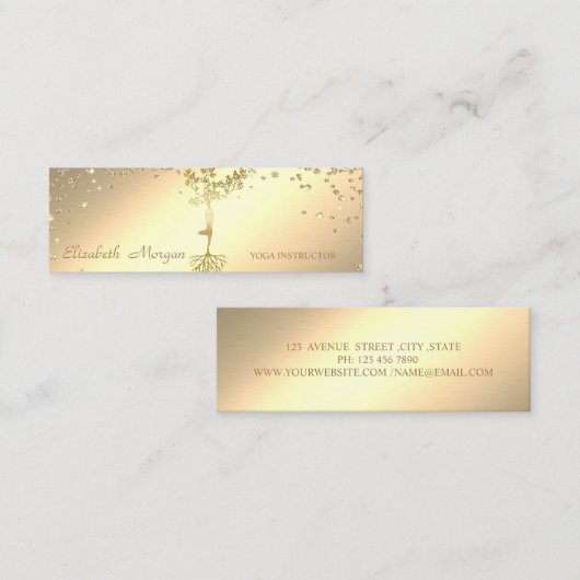 Elegant Stylish Gold Diamonds Tree Silhouette Mini Visitekaartje (Voorkant / Achterkant)