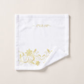 Elegant & Stylish Gold Filigree Flower on White Bad Handdoek (Wasdoekje)