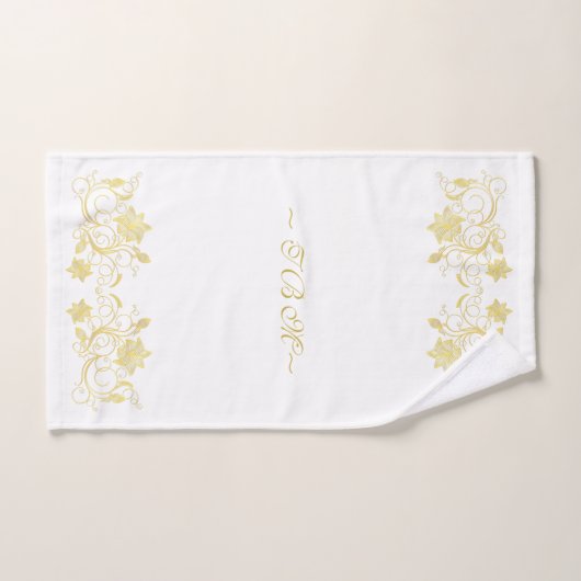 Elegant & Stylish Gold Filigree Flower on White Bad Handdoek (Handdoek)