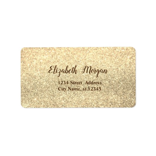 Elegant Stylish Gold Glitter, Bokeh Etiket (Voorkant)
