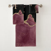 Elegant Stylish Gold Glitter Burgundy Agate Bad Handdoek (Insitu)