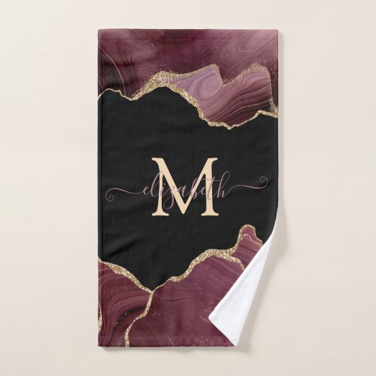 Elegant Stylish Gold Glitter Burgundy Agate Bad Handdoek (Handdoek)