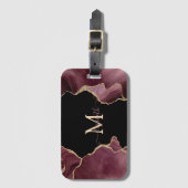 Elegant Stylish Gold Glitter Burgundy Agate Bagagelabel (Voorkant (verticaal))