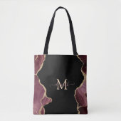 Elegant Stylish Gold Glitter Burgundy Agate Bath Tote Bag (Voorkant)