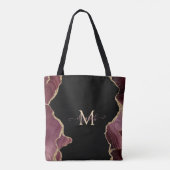 Elegant Stylish Gold Glitter Burgundy Agate Bath Tote Bag (Achterkant)