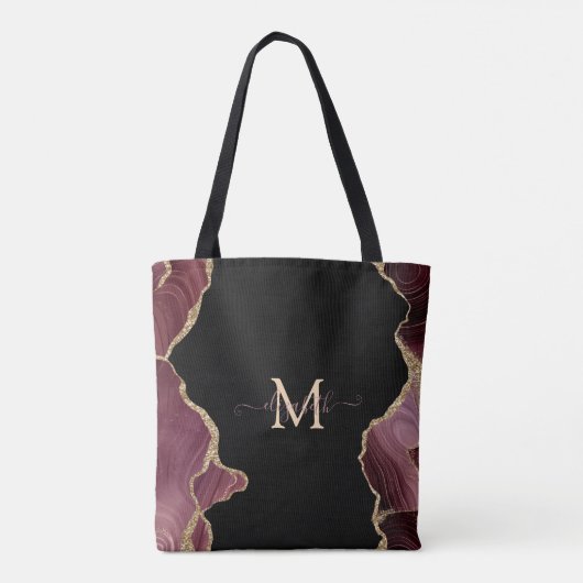Elegant Stylish Gold Glitter Burgundy Agate Bath Tote Bag (Achterkant)