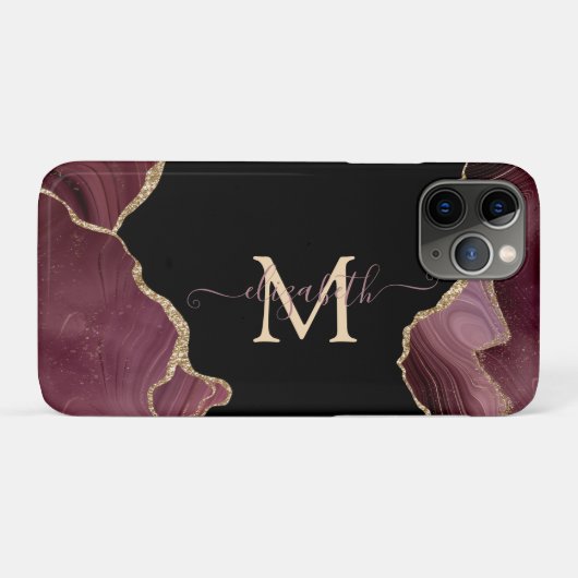 Elegant Stylish Gold Glitter Burgundy Agate Case-Mate iPhone Case (Achterkant (horizontaal))