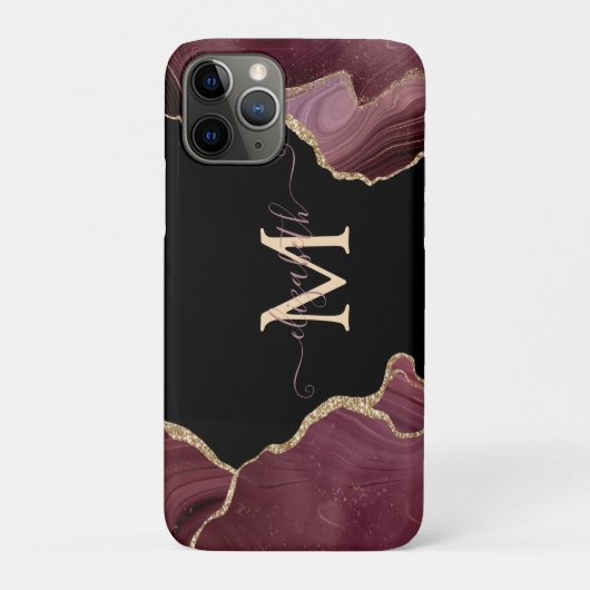 Elegant Stylish Gold Glitter Burgundy Agate Case-Mate iPhone Case (Achterkant)