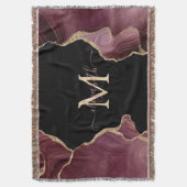 Elegant Stylish Gold Glitter Burgundy Agate Deken (Voorkant Verticaal)