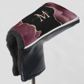 Elegant Stylish Gold Glitter Burgundy Agate Golfheadcover (3/4 voorkant)
