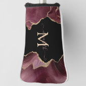 Elegant Stylish Gold Glitter Burgundy Agate Golfheadcover (Draai 90)