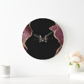 Elegant Stylish Gold Glitter Burgundy Agate Grote Klok (Huis)