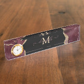 Elegant Stylish Gold Glitter Burgundy Agate Naambordje (Zijkant)