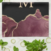 Elegant Stylish Gold Glitter Burgundy Agate Theedoek (Gevouwen)