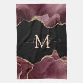 Elegant Stylish Gold Glitter Burgundy Agate Theedoek (Verticaal)