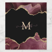 Elegant Stylish Gold Glitter Burgundy Agate Wijn Etiket (Enkel label)