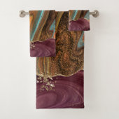 Elegant Stylish Gold Glitter Burgundy Marble Bad Handdoek (Insitu)