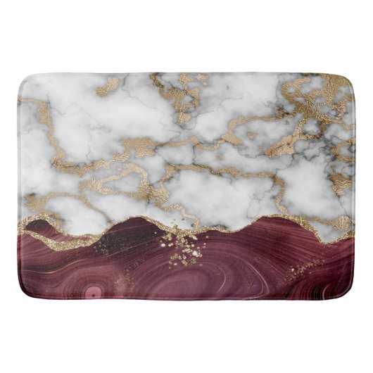 Elegant Stylish Gold Glitter Burgundy Marble Badmat (Voorkant)