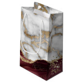 Elegant Stylish Gold Glitter Burgundy Marble Klein Cadeauzakje (Achterkant Gekanteld)