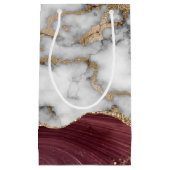 Elegant Stylish Gold Glitter Burgundy Marble Klein Cadeauzakje (Voorkant)