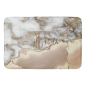 Elegant Stylish Gold Glitter Cream Marble Monogram Badmat (Voorkant)