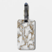 Elegant Stylish Gold Glitter Cream Marble Monogram Bagagelabel (Achterkant verticaal)
