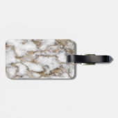 Elegant Stylish Gold Glitter Cream Marble Monogram Bagagelabel (Achterkant horizontaal)