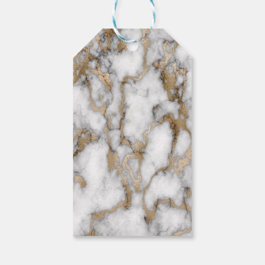 Elegant Stylish Gold Glitter Cream Marble Monogram Cadeaulabel (Achterkant)