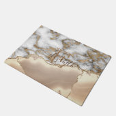 Elegant Stylish Gold Glitter Cream Marble Monogram Deurmat (Schuin)