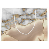 Elegant Stylish Gold Glitter Cream Marble Monogram Groot Cadeauzakje (Achterkant)