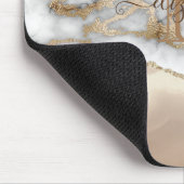 Elegant Stylish Gold Glitter Cream Marble Monogram Muismat (Hoek)