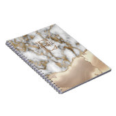 Elegant Stylish Gold Glitter Cream Marble Monogram Notitieboek (Rechterzijde)