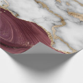 Elegant Stylish Gold Glitter Shiny Marble Burgundy Cadeaupapier (Hoek)