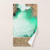 Elegant Stylish Gold Green Glitter Marble Bad Handdoek (Handdoek)