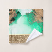 Elegant Stylish Gold Green Glitter Marble Bad Handdoek (Wasdoekje)