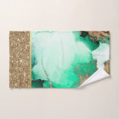 Elegant Stylish Gold Green Glitter Marble Bad Handdoek (Handdoek)