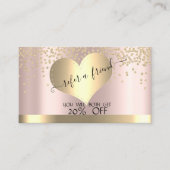 Elegant Stylish Gold Heart Diamonds Roos Gold Aanbevelingskaartje (Voorkant)