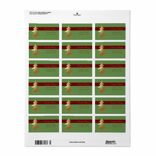 Elegant Stylish Gold-kerstboom Etiket (Full Sheet)