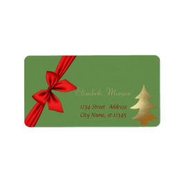 Elegant Stylish Gold kerstboom, Red Bow Etiket