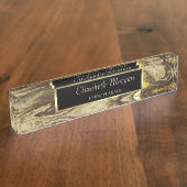 Elegant Stylish Gold Lijst, bruin marmer Naambordje (Zijkant)