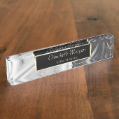 Elegant Stylish Gold Lijst, marmer Naambordje (Zijkant)