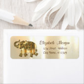 Elegant, Stylish Gold, Paisley Elephant Etiket (Insitu)