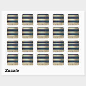 Elegant Stylish Gold Stripes Glitter,Navy Blue Vierkante Sticker (Vel)